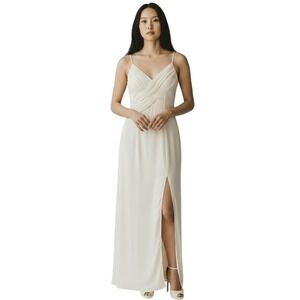 Vtg NiteLine Della Roufogali Gown Maxi Dress sz XS 00 tag 8 Cream Ivory Cocktail